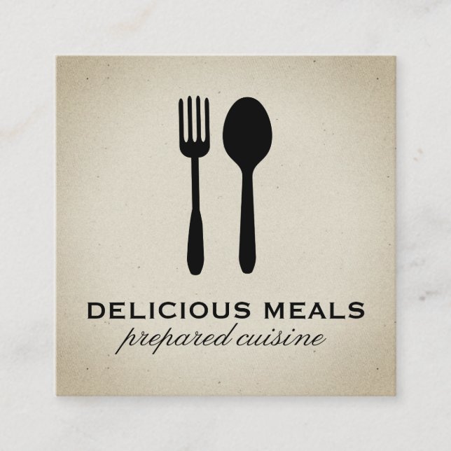 Tarjeta De Visita Cuadrada Utensilios alimentarios (Anverso)