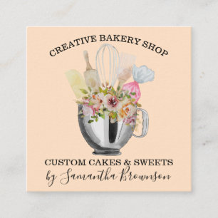 Tarjeta De Visita Cuadrada Utensilios de cocina de pastelería de panadería Me