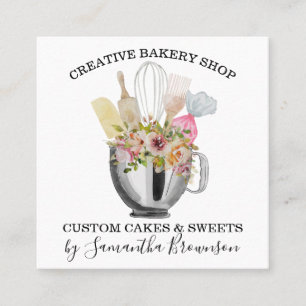 Tarjeta De Visita Cuadrada Utensilios de cocina para repostería de panadería 
