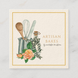 Tarjeta De Visita Cuadrada Utensilios de repostería Panadería Panadero