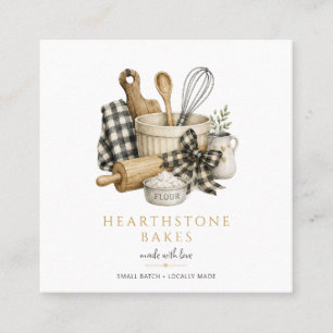 Tarjeta De Visita Cuadrada Utensilios de repostería Panadero artesanal Panade