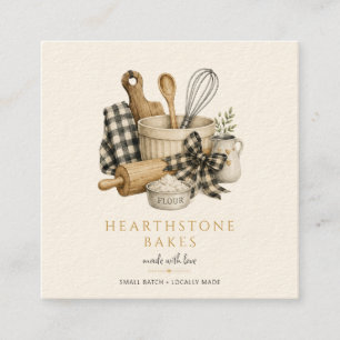 Tarjeta De Visita Cuadrada Utensilios de repostería Panadero artesanal Panade