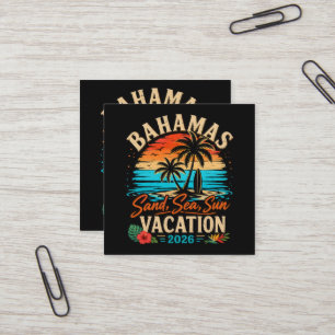 Tarjeta De Visita Cuadrada Vacaciones en Bahamas Arena Mar Sol 2026