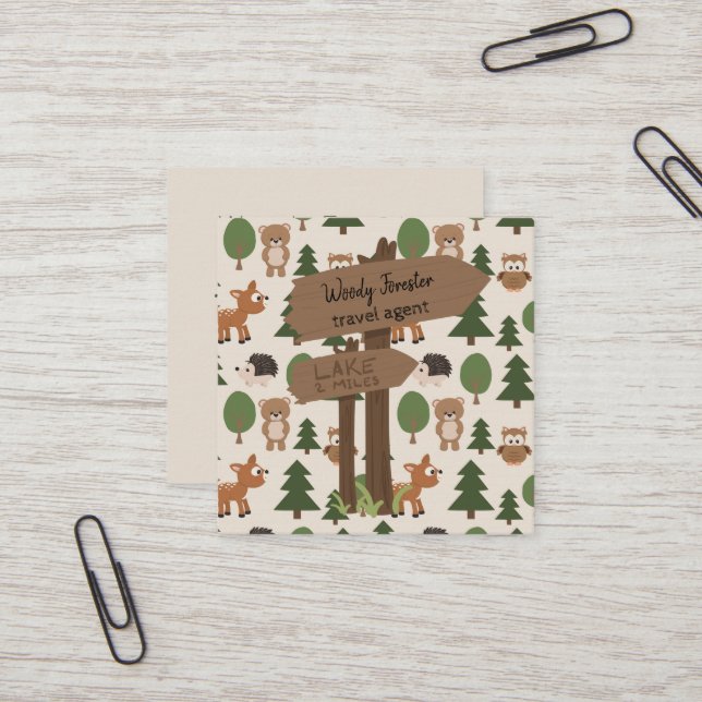 Tarjeta De Visita Cuadrada Vacaciones rústicas lindas del agente de viajes (Anverso/Reverso In Situ)