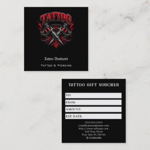 Tarjeta De Visita Cuadrada Vale de regalo de tatuaje