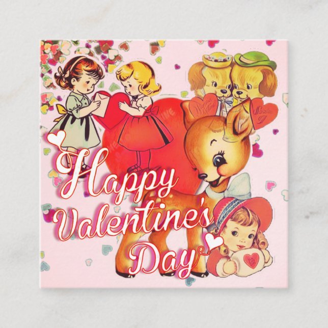 Tarjeta De Visita Cuadrada Valentine's Day Card for Classmates (Anverso)