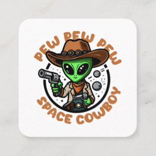 Tarjeta De Visita Cuadrada Vaquero Espacial Alien Divertido