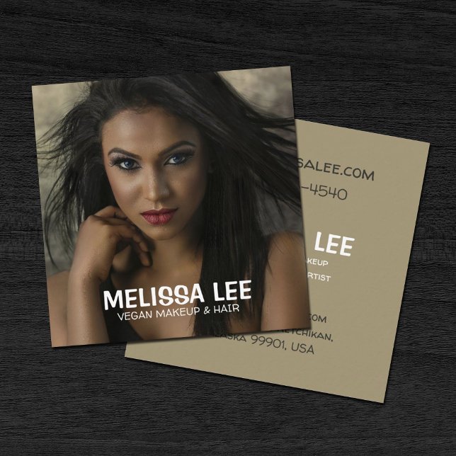 Tarjeta De Visita Cuadrada Vegan Makeup & Hair (Subido por el creador)