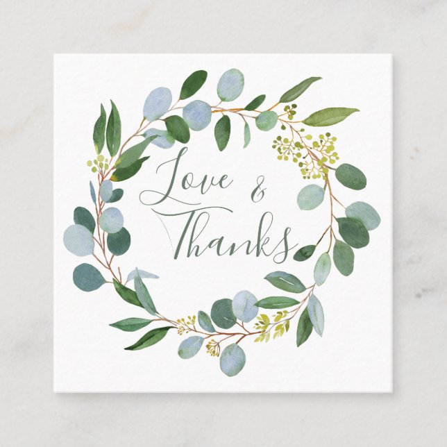Tarjeta De Visita Cuadrada vegetación boda, flor de eucalipto (Anverso)