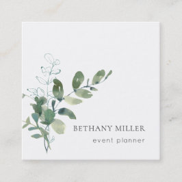 Tarjeta De Visita Cuadrada Vegetación verde de color de agua mínimo