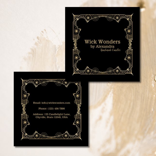Tarjeta De Visita Cuadrada Vela apothecaria mágica de oro negro (Subido por el creador)