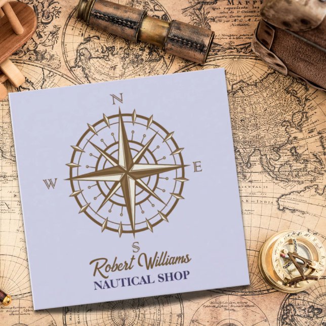 Tarjeta De Visita Cuadrada Vela de vela de buceo costero Nautical (Coastal Diving Boating Sailing Compass Nautical Square Business Card)