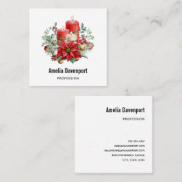 Tarjeta De Visita Cuadrada Velas acuáticas y Navidades de la Poinsettia