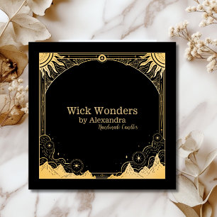 Tarjeta De Visita Cuadrada Velas celestes de oro y negro
