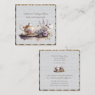 Tarjeta De Visita Cuadrada Vendedor de China de época y plaza de tiendas de r