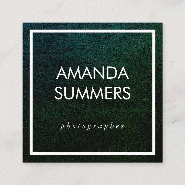 Tarjeta De Visita Cuadrada Verde angustiado (Anverso)
