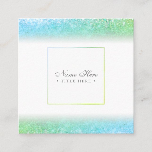 Tarjeta de visita cuadrada verde de lujo de moda (Anverso)