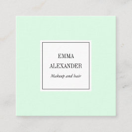 Tarjeta De Visita Cuadrada Verde menta en colores pastel de moda minimalista