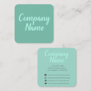Tarjeta De Visita Cuadrada Verde menta mínima simple