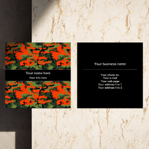 Tarjeta De Visita Cuadrada Verde y Camuflaje Naranja, Camuflaje, Militar, Ejé
