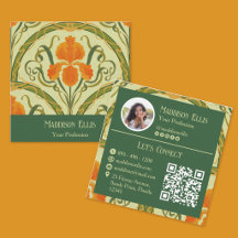Verde y Naranja Floral Retro Femenino
