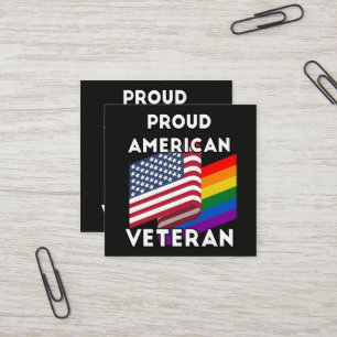 Tarjeta De Visita Cuadrada Veteranos Lgbt - Bandera Americana 
