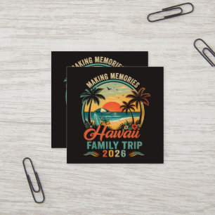 Tarjeta De Visita Cuadrada Viaje Familiar a Hawái Atardecer Tropical 2026