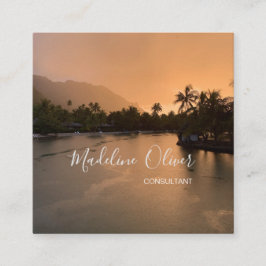 Tarjeta De Visita Cuadrada Viajes tropicales Código QR Profesional Moderno