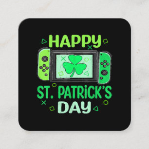 Tarjeta De Visita Cuadrada Video Gamer Shamrock Feliz Día de los Simpatizante