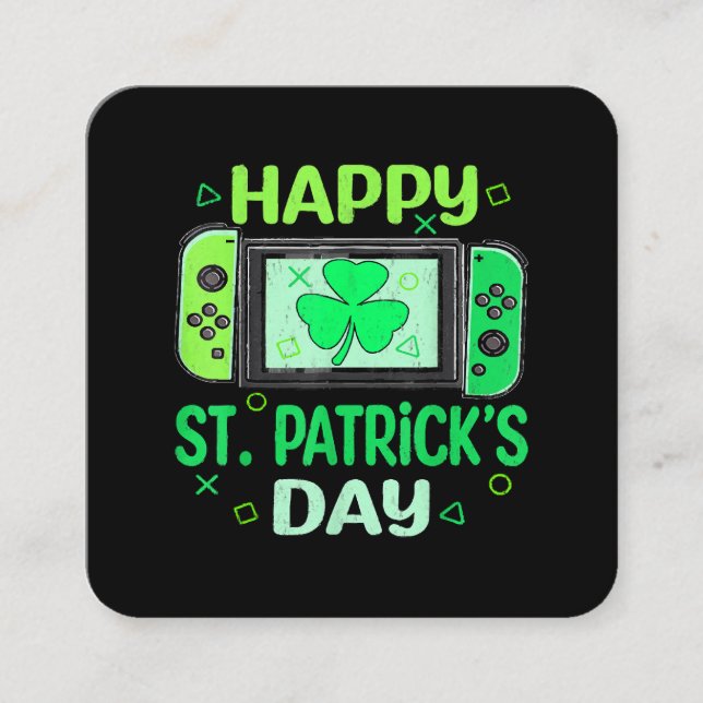 Tarjeta De Visita Cuadrada Video Gamer Shamrock Feliz Día de los Simpatizante (Anverso)