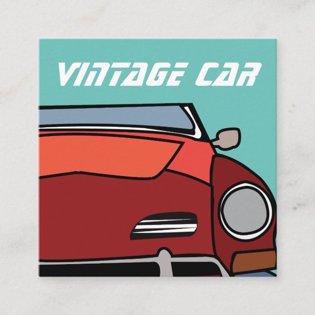 Tarjeta De Visita Cuadrada Viejo coche clásico de época (Anverso)