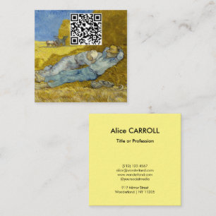 Tarjeta De Visita Cuadrada Vincent Van Gogh - Mediodía, Descanso del trabajo