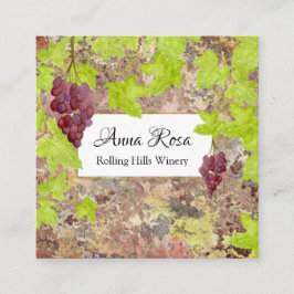 Tarjeta De Visita Cuadrada *~* Vineyard Winery Wine Cellar Vino Clúster Vino