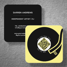 Tarjeta De Visita Cuadrada Vinilo amarillo LP | Código QR de música