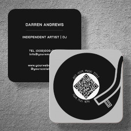 Tarjeta De Visita Cuadrada Vinilo gris LP | Código QR