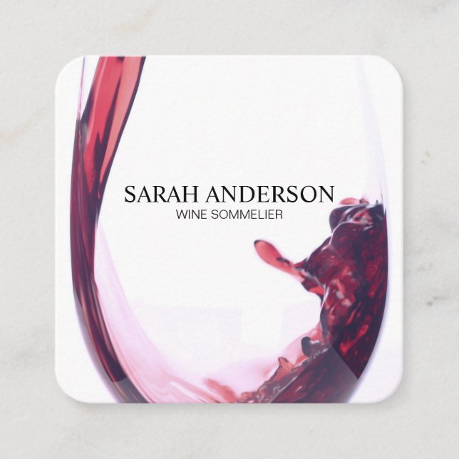 Tarjeta De Visita Cuadrada Vino elegante (Anverso)