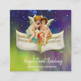 Tarjeta De Visita Cuadrada * Vintage Angels Cherub Fairy Antisheet Music