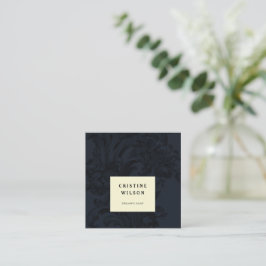 Tarjeta De Visita Cuadrada Vintage azul oscuro ornamental victoriano