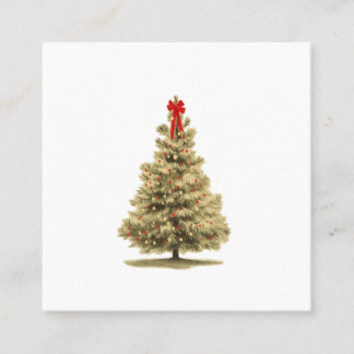 Tarjeta De Visita Cuadrada Vintage Christmas Tree – Classic Holiday Glow Prin