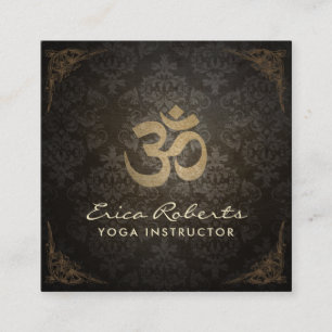 Tarjeta De Visita Cuadrada Vintage del Rótulo de Aum del oro de la meditación