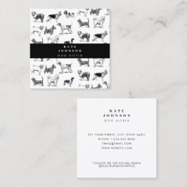 Tarjeta De Visita Cuadrada Vintage Dogs Dog Groomer Mascota Spa Salon