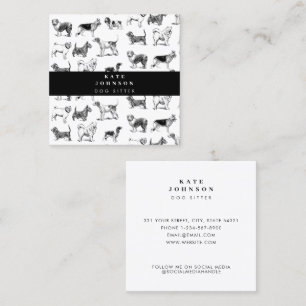 Tarjeta De Visita Cuadrada Vintage Dogs Dog Groomer Mascota Spa Salon