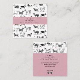 Tarjeta De Visita Cuadrada Vintage Dogs Dog Walker Grooming