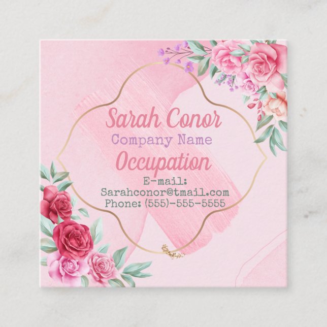 Tarjeta De Visita Cuadrada Vintage Floral (Anverso)
