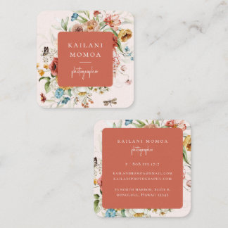 Tarjeta De Visita Cuadrada Vintage Floral Square Business Card