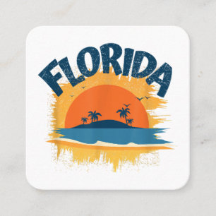 Tarjeta De Visita Cuadrada Vintage Florida Retro Tee Design Sunshine