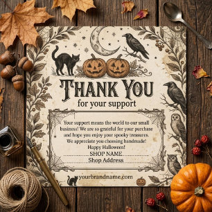 Tarjeta De Visita Cuadrada Vintage Halloween Agradecimiento Empresarial