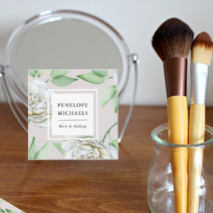 Tarjeta De Visita Cuadrada Vintage Look White Watercolor Floral