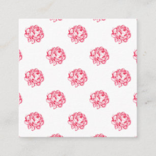Tarjeta De Visita Cuadrada Vintage Rosa Floral Curvas
