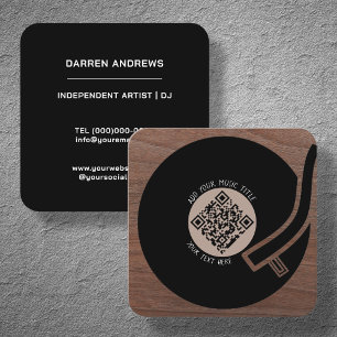 Tarjeta De Visita Cuadrada Vinyl LP   Código QR de música